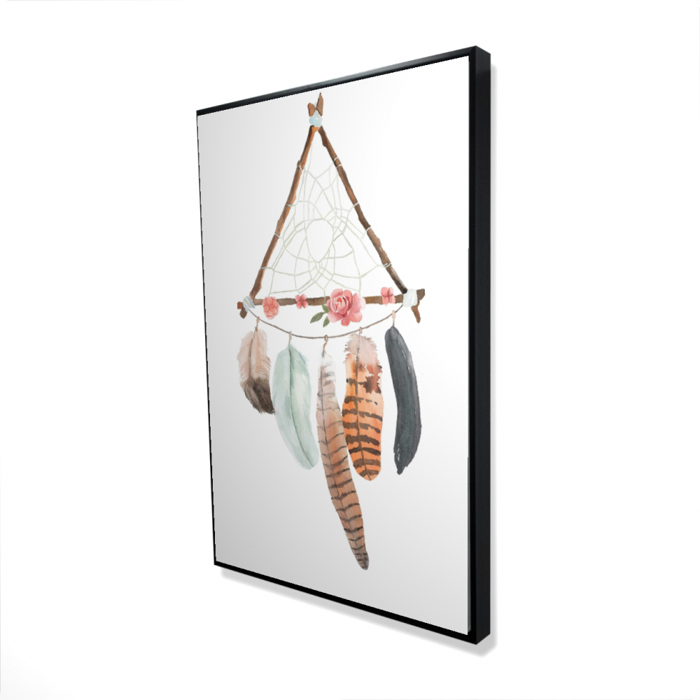 2081-3624-MI95 24 x 36 in. Triangular Dream Catcher - Feathers Canvas Home Decor