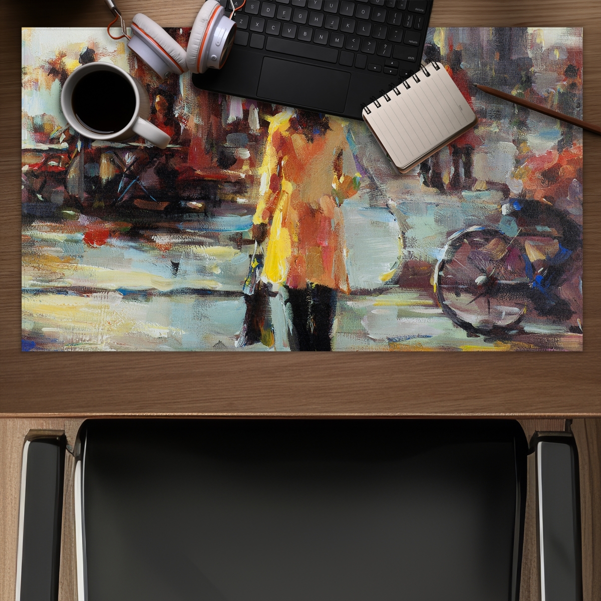C1DM14247H7IAF 14 x 24 in. Woman Walking in Paris - Red Contemporary Gaming Mat Decor