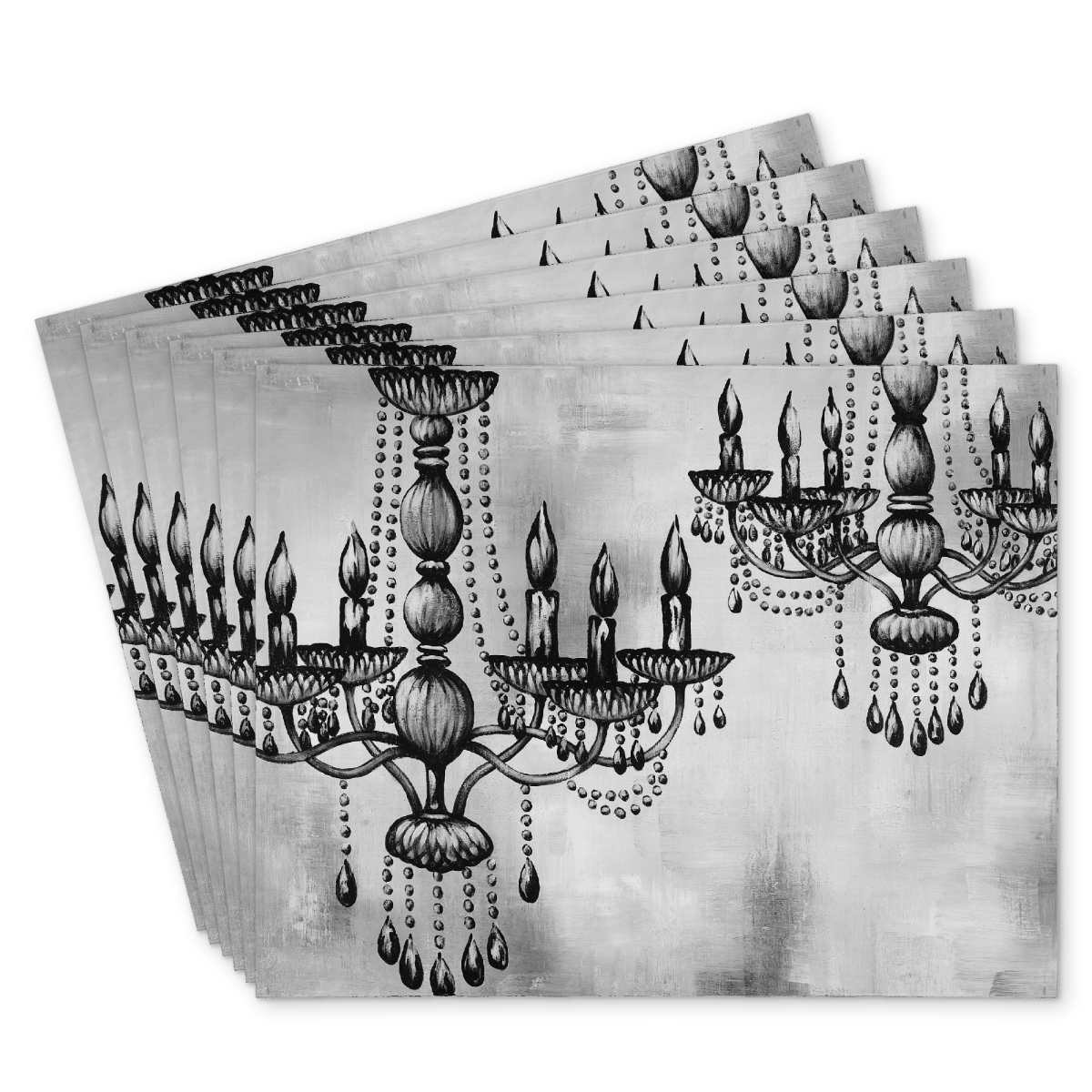Picture of Begin Home Decor C6PP14189H78FF 14 x 18 in. Two Crystal Chandeliers - Polyester Placemat for Home Decor - Set of 6
