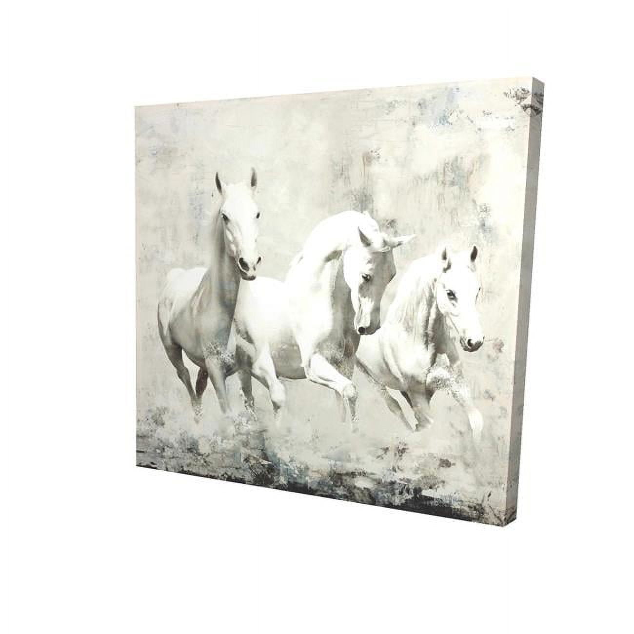 32 x 32 in. Three White Horses Running-Print on Canvas