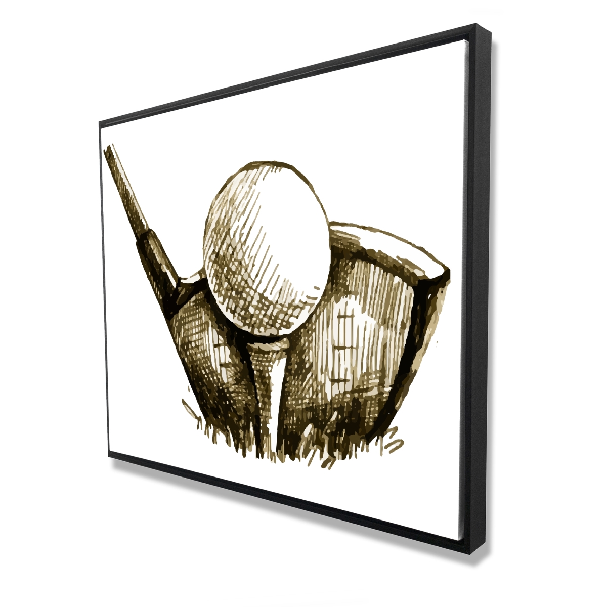 C1FC4860UN0I5W 48 x 60 in. Golf Ball Illustration - Brown Man Cave Framed Canvas Decor