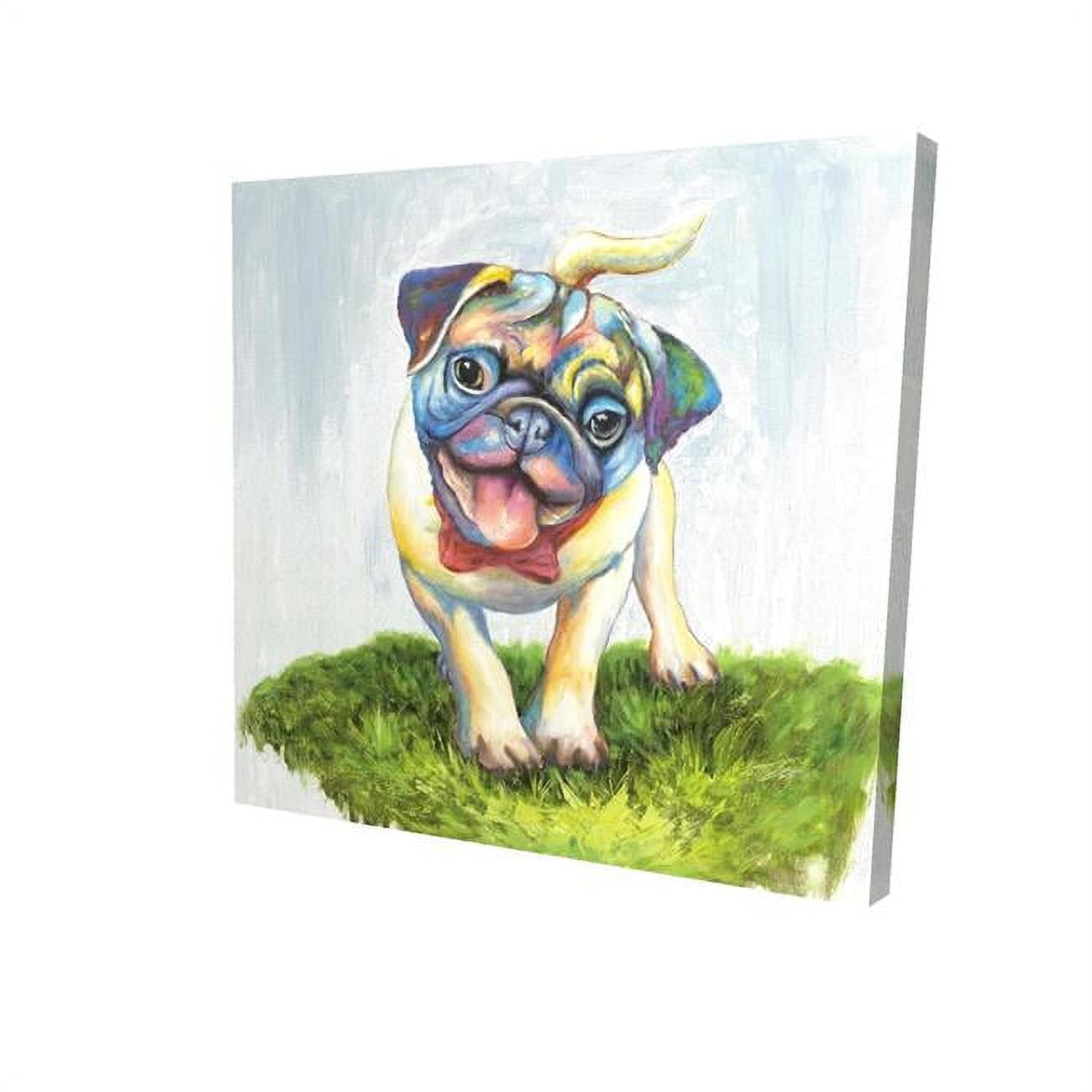 32 x 32 in. Colorful Smiling Pug-Print on Canvas