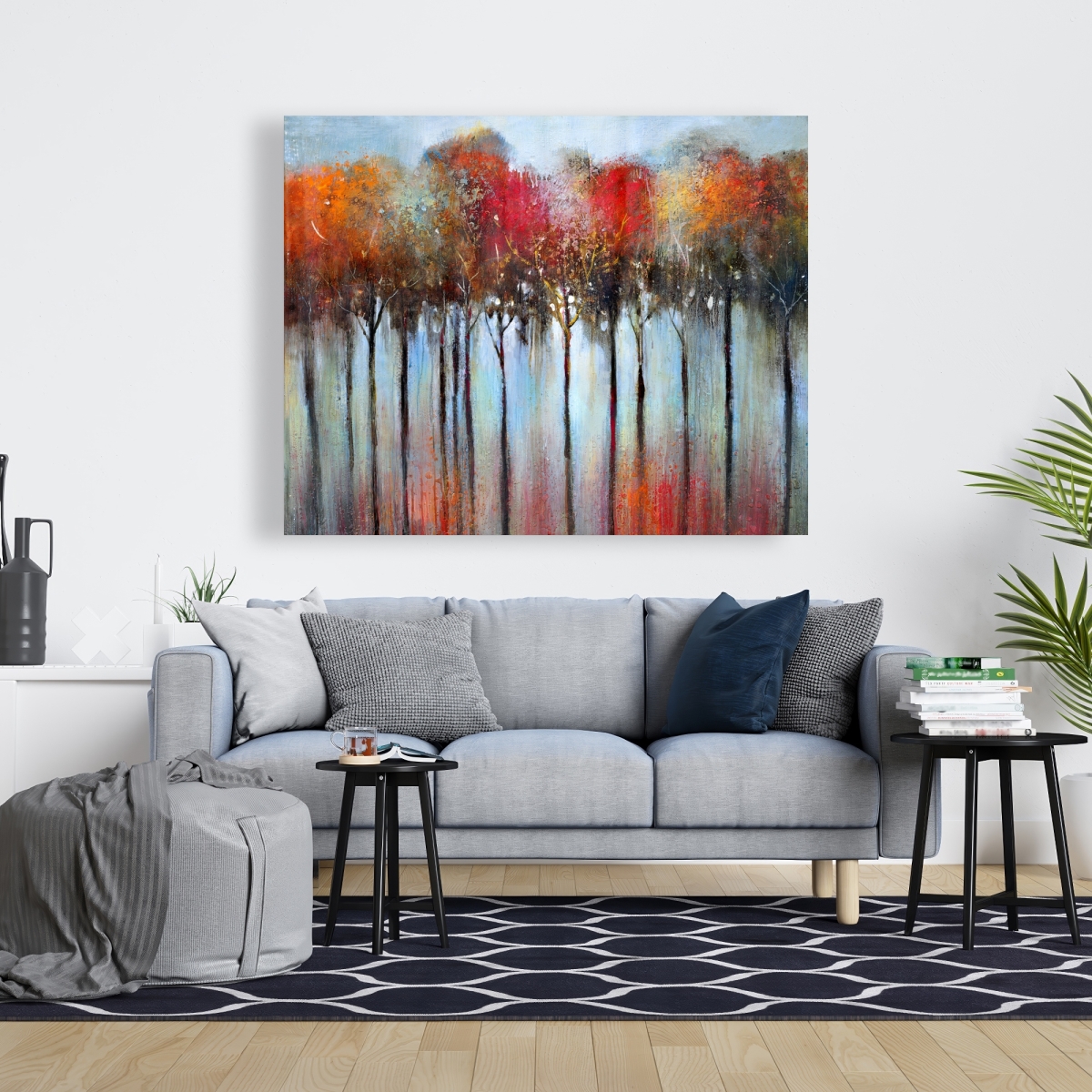 C1RC4860Z3B1D7 48 x 60 in. Abstract & Colorful Forest - Red Trees Canvas for Home Decor