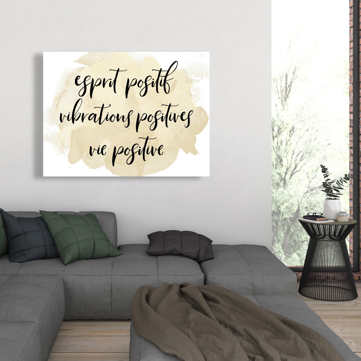 C1RC3648GU0BIY 36 x 48 in. Esprit Positif Vibrations Positives - Motivational Office Canvas