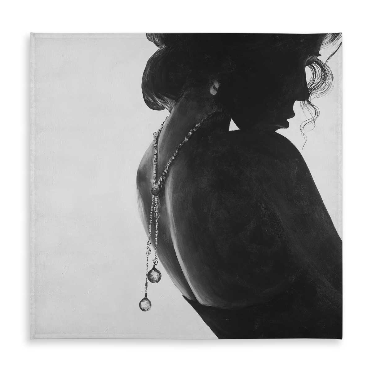 Picture of Begin Home Decor C1TC5858UVLWMG 58 x 58 in. Chic Woman with Jewels - Beauty Black Tablecloth for Decor