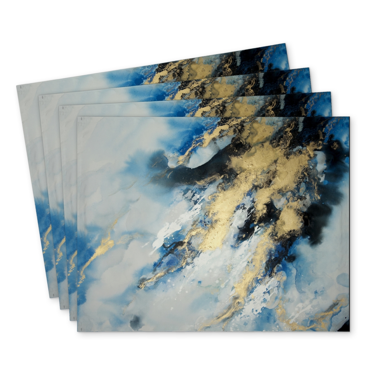Picture of Begin Home Decor C4PP14188R1MXS 14 x 18 in. Blue Marble Polyester Placemat - Elegant Home Decor Accent - Set of 4