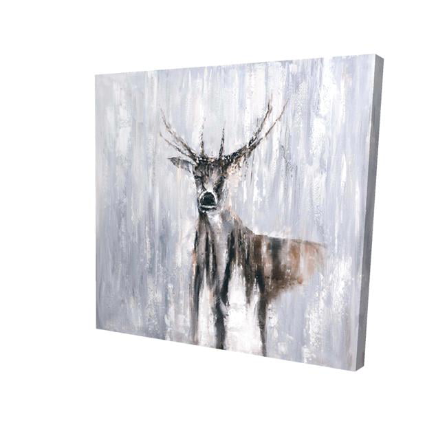 32 x 32 in. Winter Abstract Deer-Print on Canvas
