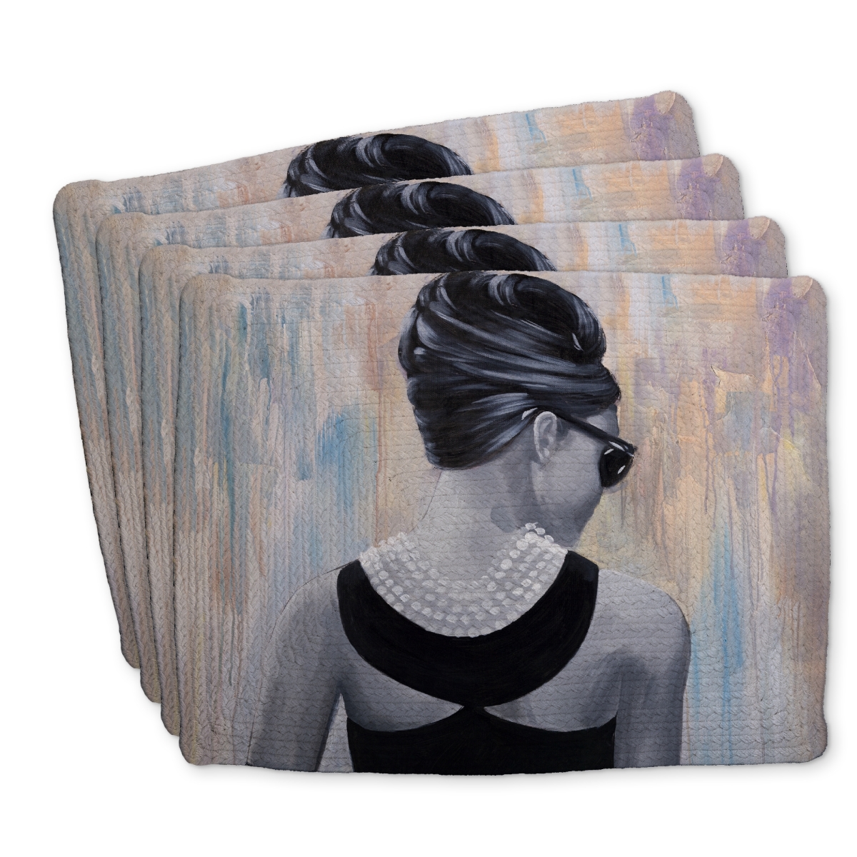 Picture of Begin Home Decor C4BP1418O5NJ2M 14 x 18 in. Audrey Hepburn Braided Polyester Placemat - Home Decor Classic - Set of 4