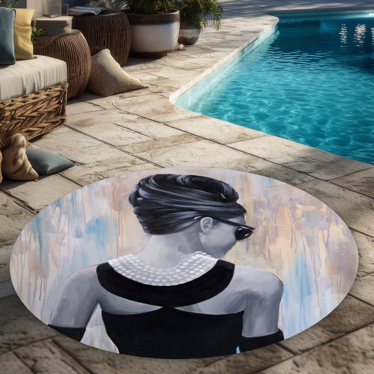 C1COAR554U67SB 5 x 5 ft. Audrey Hepburn Clothes Figurative Round Rug - Home Decor