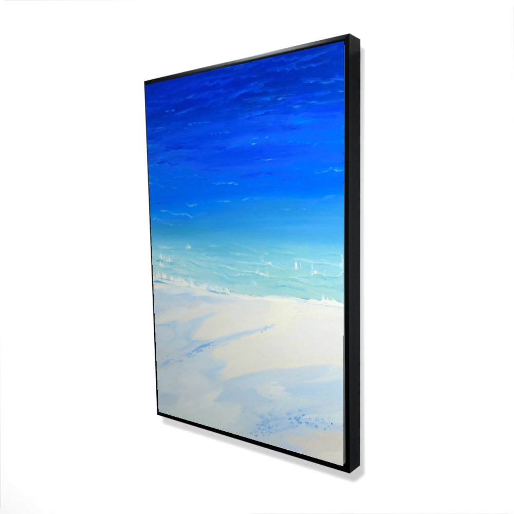 2081-3624-TV9 24 x 36 in. Satellite View of the Ocean - Turquoise Framed Canvas Art