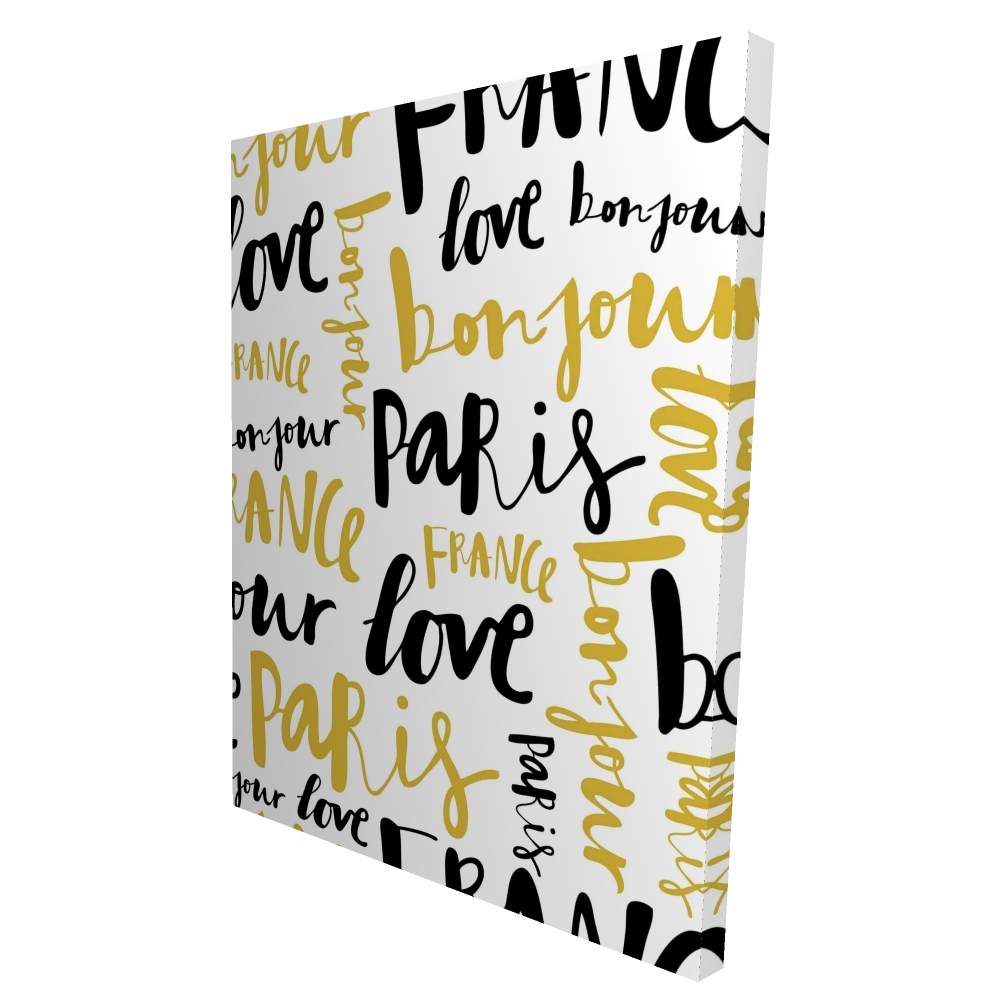 2080-4836-TY1 36 x 48 in. Bonjour Paris - Bedroom Typo & Symbols Canvas for Home Decor