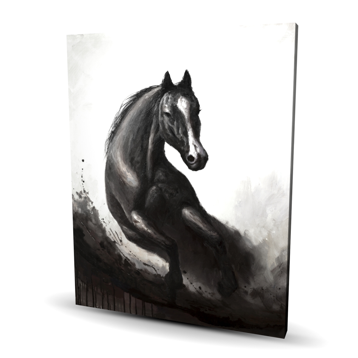 C1RC4860RZIOUF 48 x 60 in. Horse in Motion - White Rustic Canvas for Home Decor