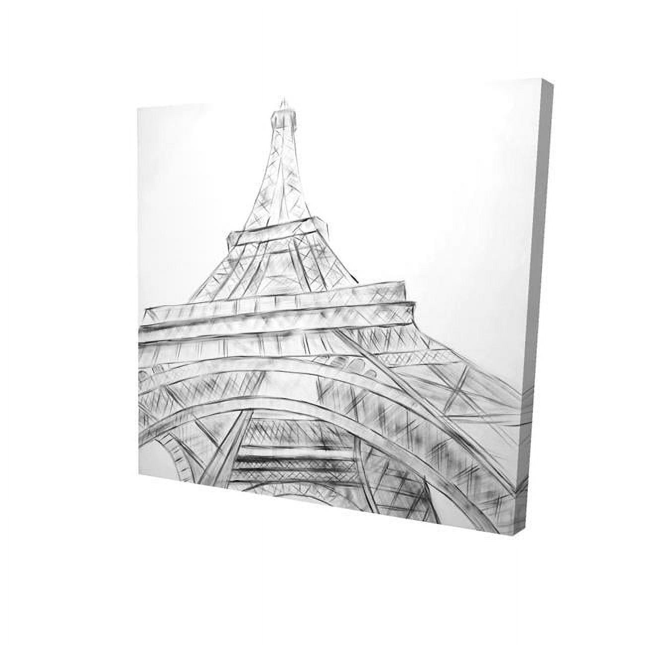 32 x 32 in. Eiffel Tower Sketch Black & White-Print on Canvas
