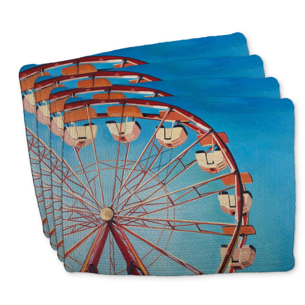 Picture of Begin Home Decor C4BP1418ZSLV1J 14 x 18 in. Ferris Wheel Braided Polyester Placemat - Home Decor Delight - Set of 4