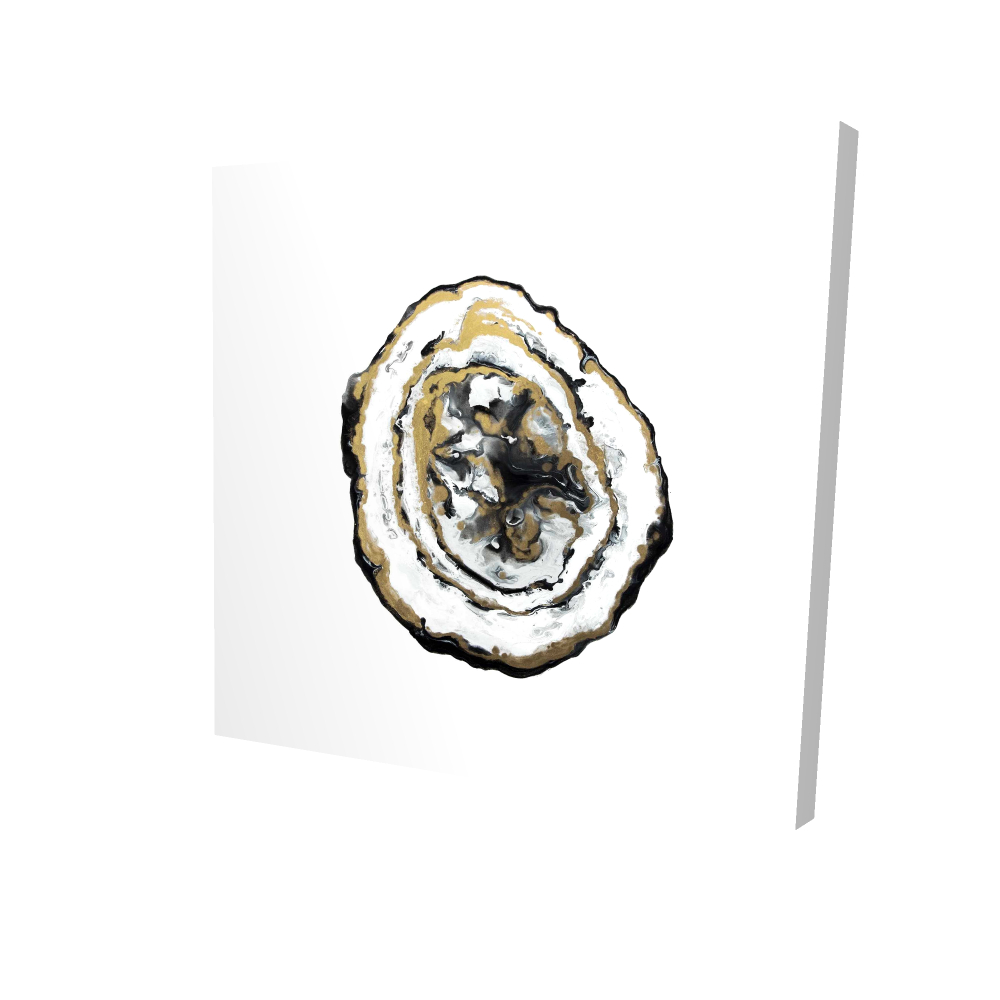 2080-0808-MN7 8 x 8 in. Minimalist Black Canvas - Golden Geode Abstract Home Decor