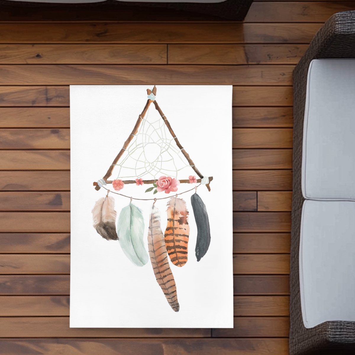 C1ROAR23R4XB4W 2 x 3 ft. Triangular Dream Catcher Rug - Stylish Bedroom Decor - Rectangle