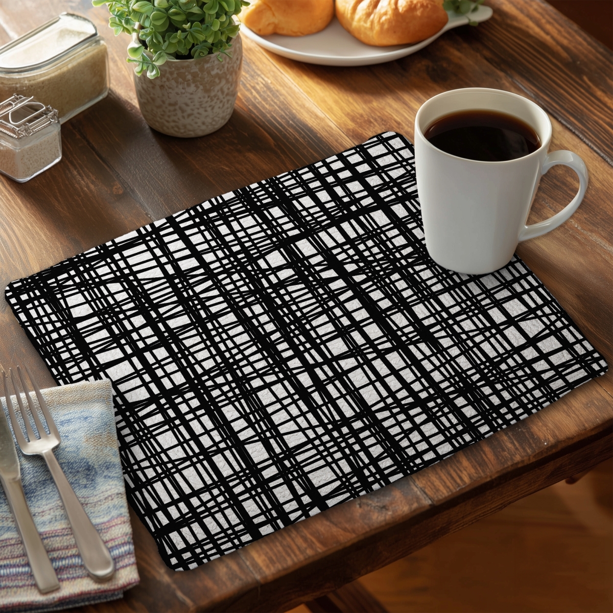 Picture of Begin Home Decor C4BP1418IZ7ZV0 14 x 18 in. Abstract Small Stripes Braided Polyester Placemat - Home Decor - Set of 4