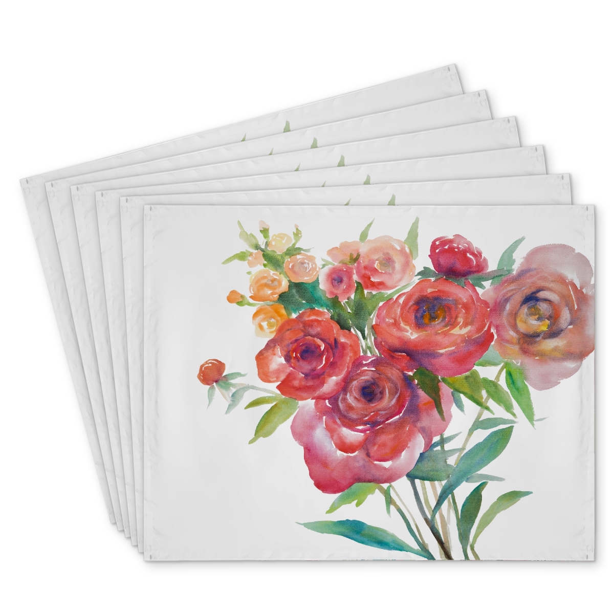 Picture of Begin Home Decor C6PP1418JZ897E 14 x 18 in. Watercolor Bouquet of Flowers Polyester Placemat - Home Decor - Set of 6
