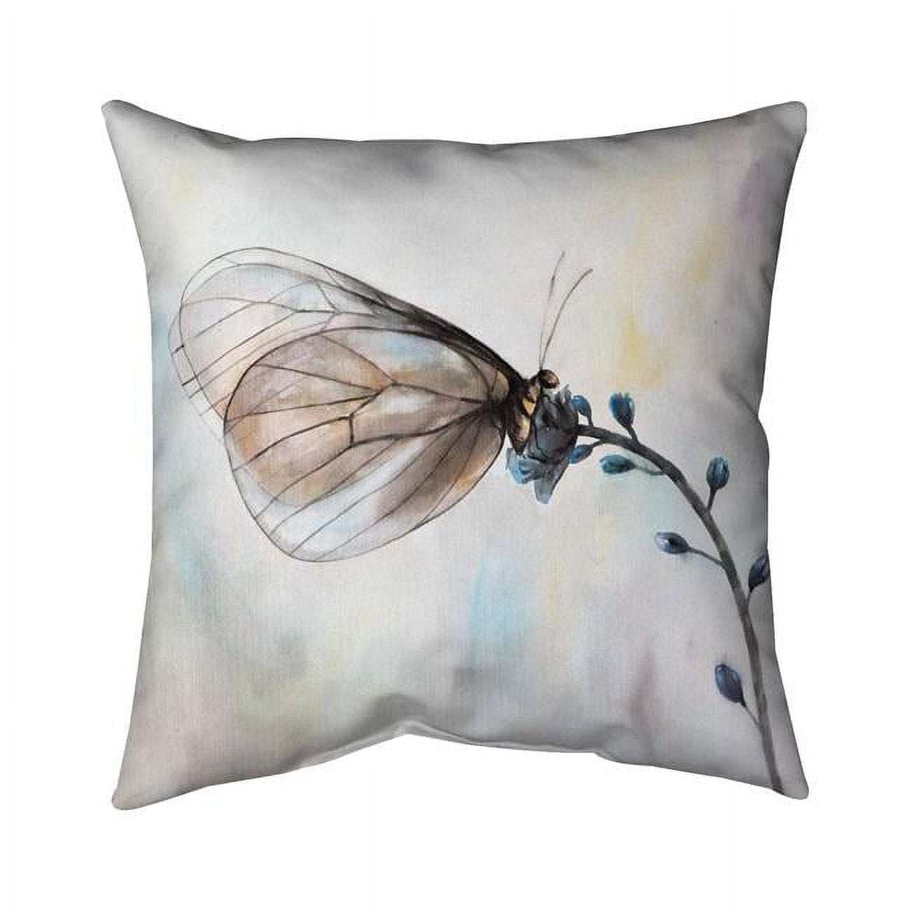 18 x 18 in. Butterfly on Blue Flowers-Double Sided Print Indoor Pillow