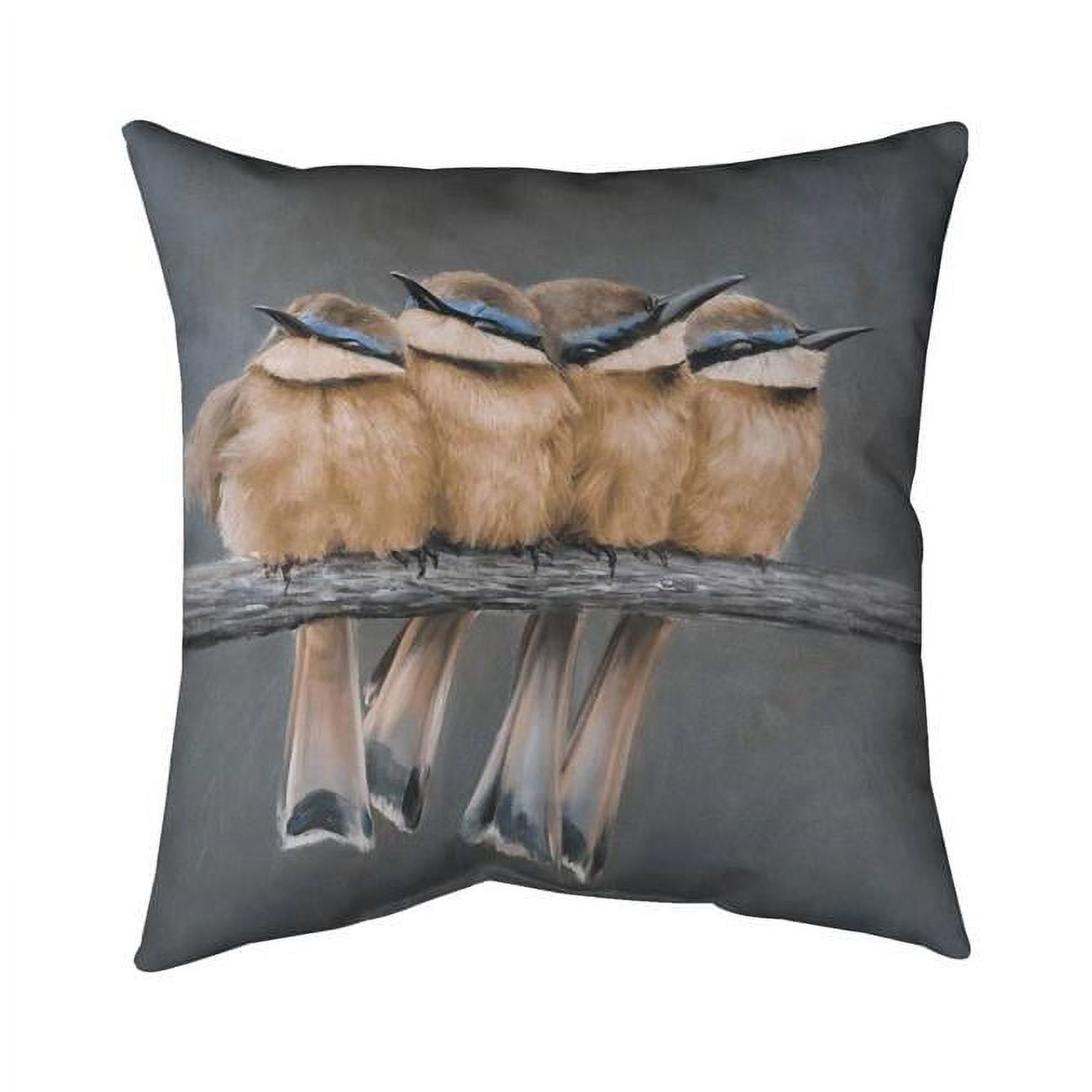 18 x 18 in. Four Birds on A Branch-Double Sided Print Indoor Pillow