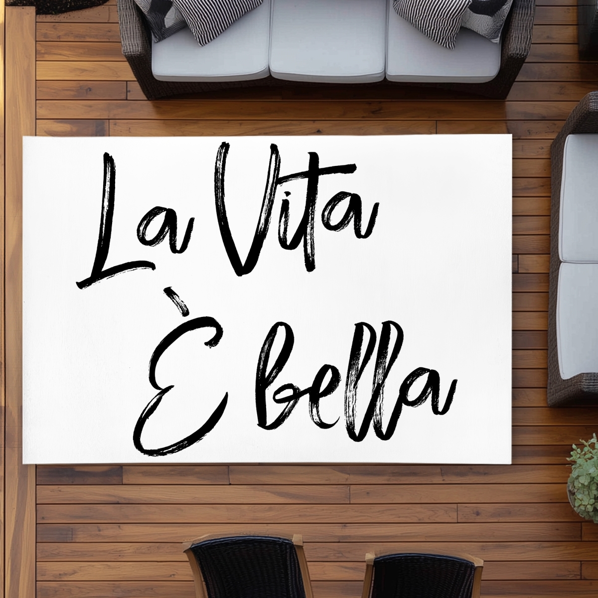 C1ROAR57SIMOHP 5 x 7 ft. La Vita - Bella - Romantic Black Outdoor Area Rug for Home Decor - Rectangle