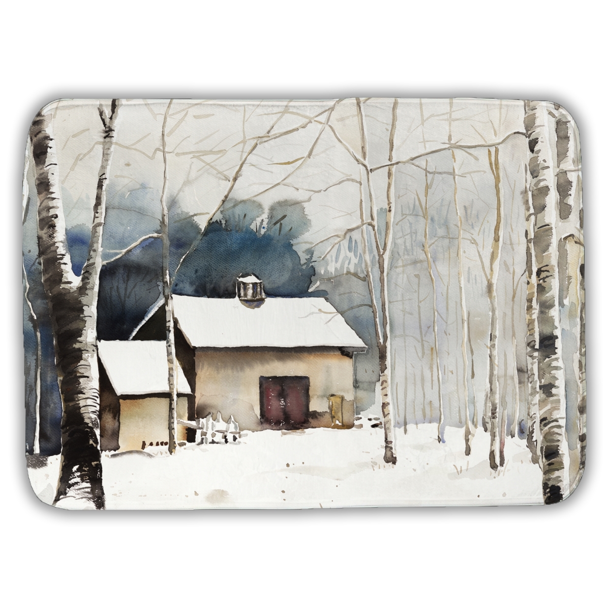 C1BM1724VX9STK 17 x 24 in. Small Winter Barn - Rustic White Bath Mat for Home Decor