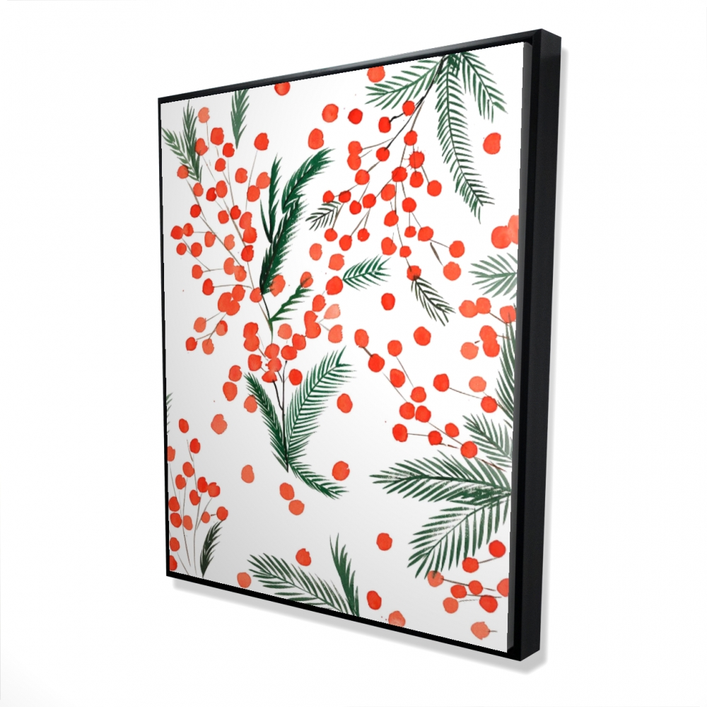 2081-6048-HO9 48 x 60 in. Mistletoe Leaf Pattern - Seasons Trees Framed Canvas Art