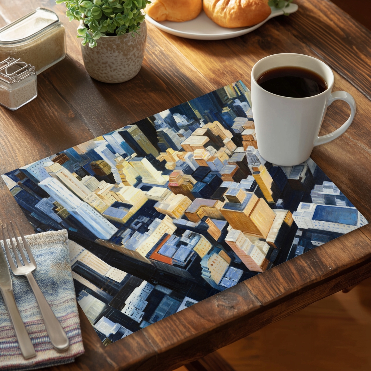 Picture of Begin Home Decor C4PP141814R5M7 14 x 18 in. Manhattan View Empire State Building Polyester Placemat - Home Decor - Set of 4