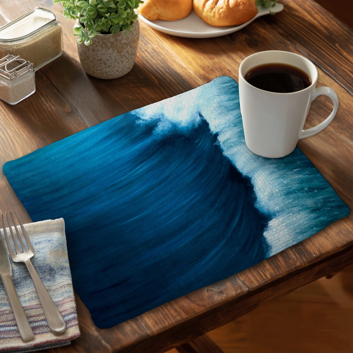 Picture of Begin Home Decor C6BP1418VQFB0E 14 x 18 in. Wave Braided Polyester Placemat - Stylish Home Decor Accessory - Set of 6