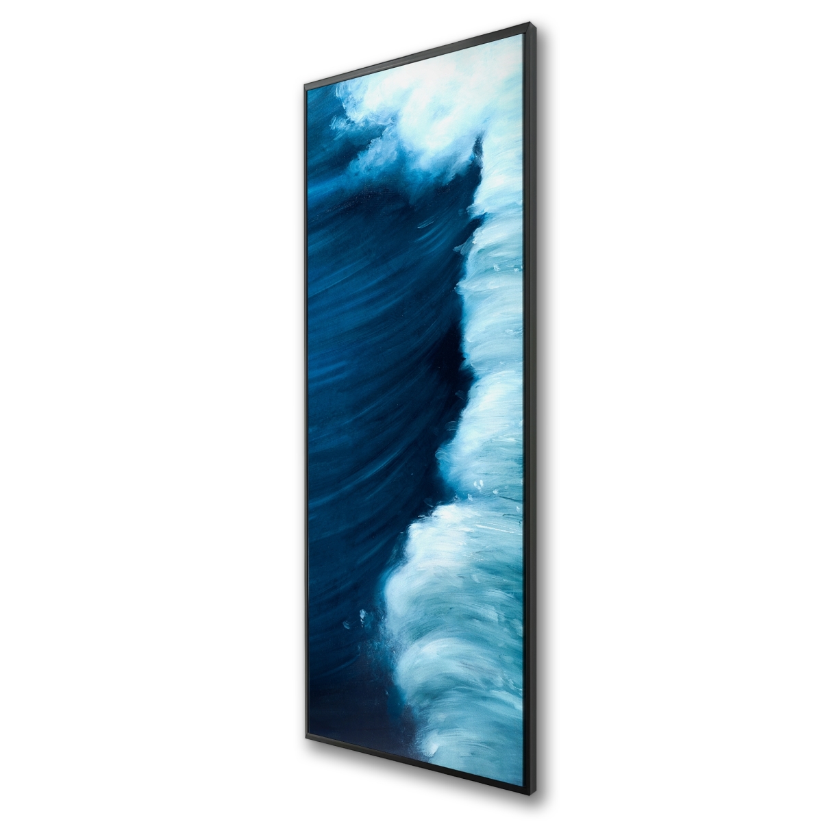 C1FC16481SDWDE 16 x 48 in. Wave Blue Bathroom Framed Canvas - Home Decor Artwork