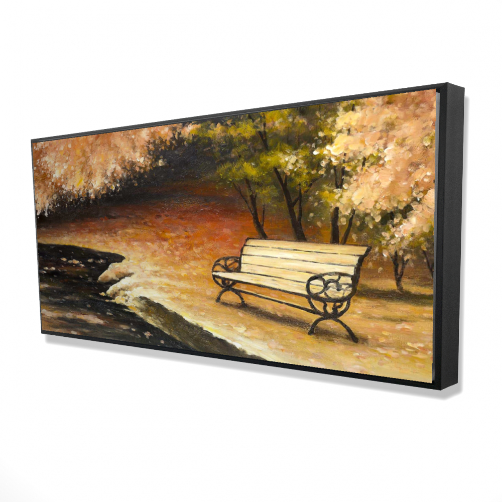 2081-2448-LA36 24 x 48 in. Park Bench By Fall - Landscapes Coral Framed Canvas Decor
