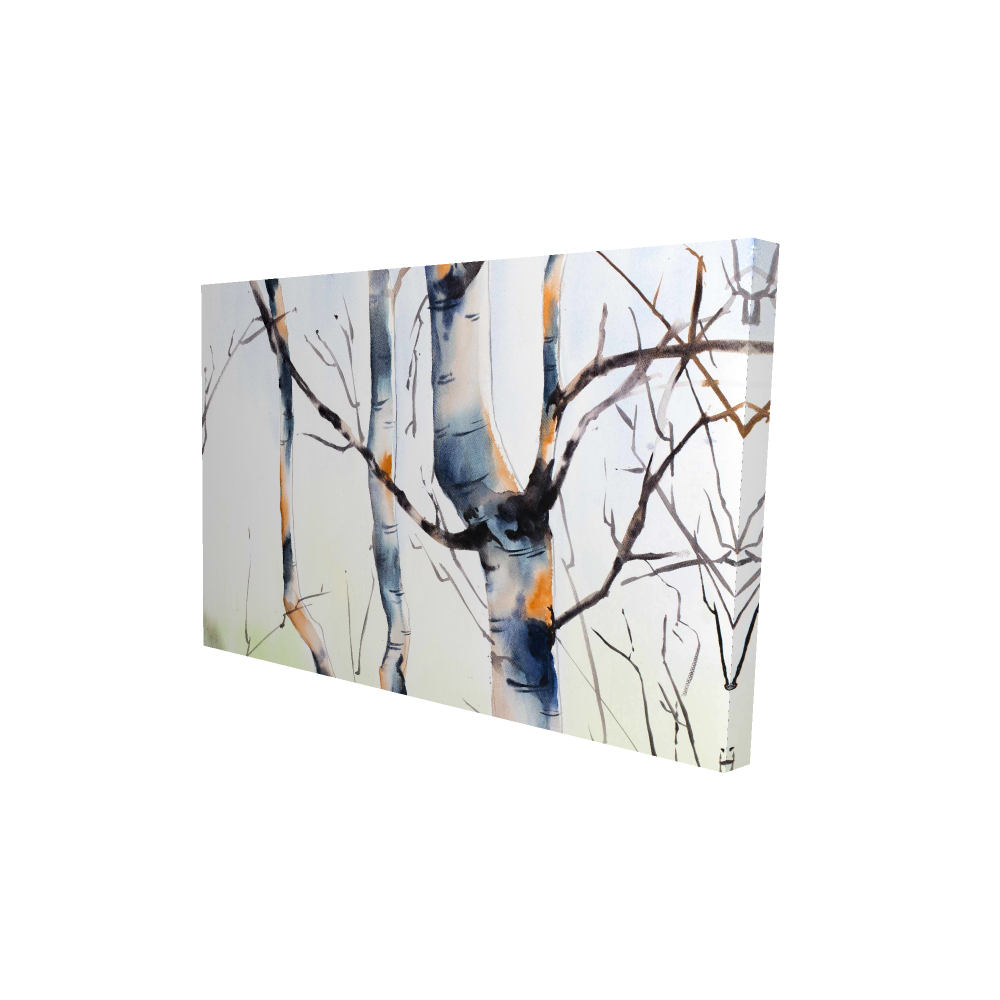2080-2436-LA133 24 x 36 in. Three Small Birch Trees - Orange Canvas Home Decor Art