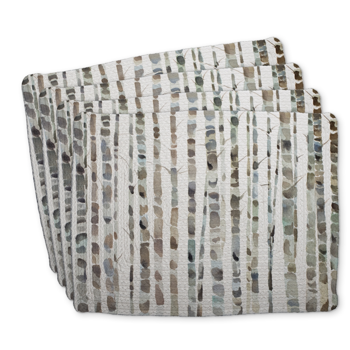 Picture of Begin Home Decor C4BP14182F68AD 14 x 18 in. Watercolor Birch Tree Forest Braided Polyester Placemat - Home Decor - Set of 4