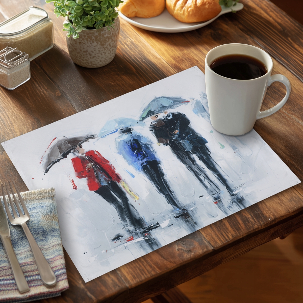 Picture of Begin Home Decor C4PP1418PULMCC 14 x 18 in. Spring Shower Polyester Placemat for Stylish Home Decor - Set of 4