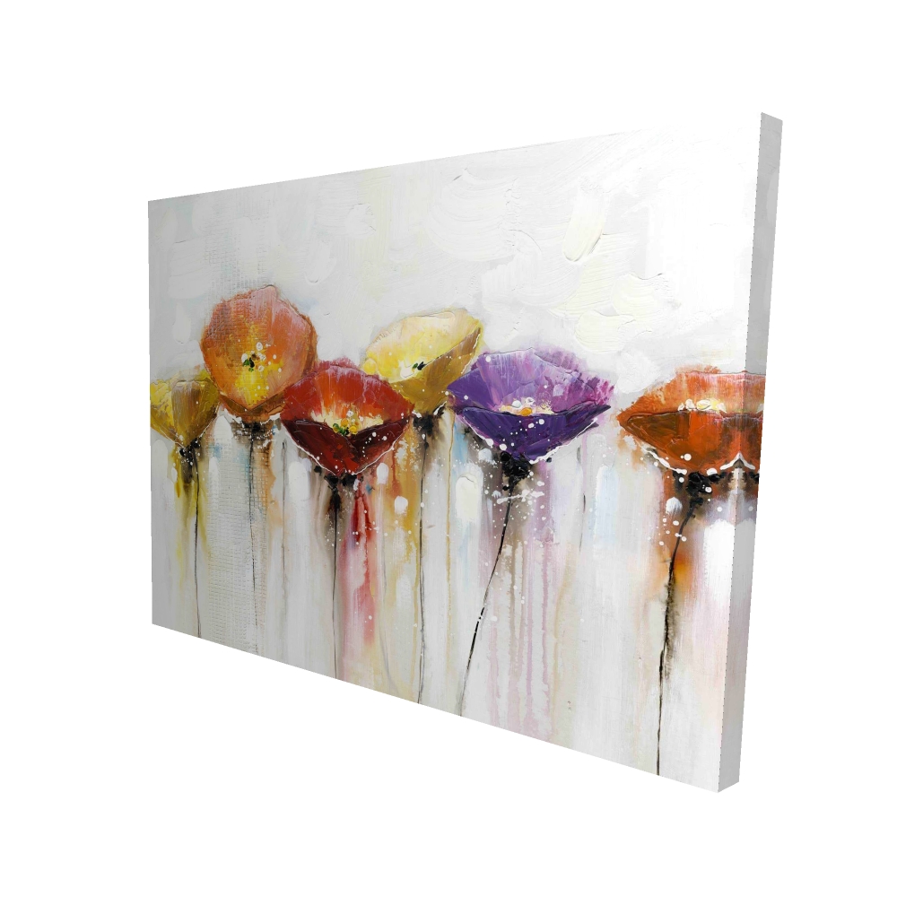 2080-3648-FL47 36 x 48 in. Multiple Colorful Abstract Flowers - Red Canvas Home Decor