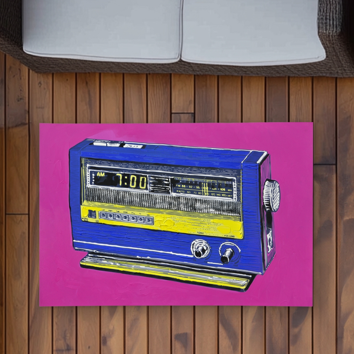 C1ROAR23RXIIE7 2 x 3 ft. Retro Radio Alarm - Vintage Outdoor Area Rug for Home Decor - Rectangle