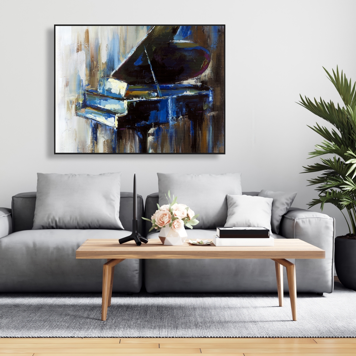 C1FC3648TV1Q2G 36 x 48 in. Abstract Grand Piano - Modern Framed Canvas Home Decor