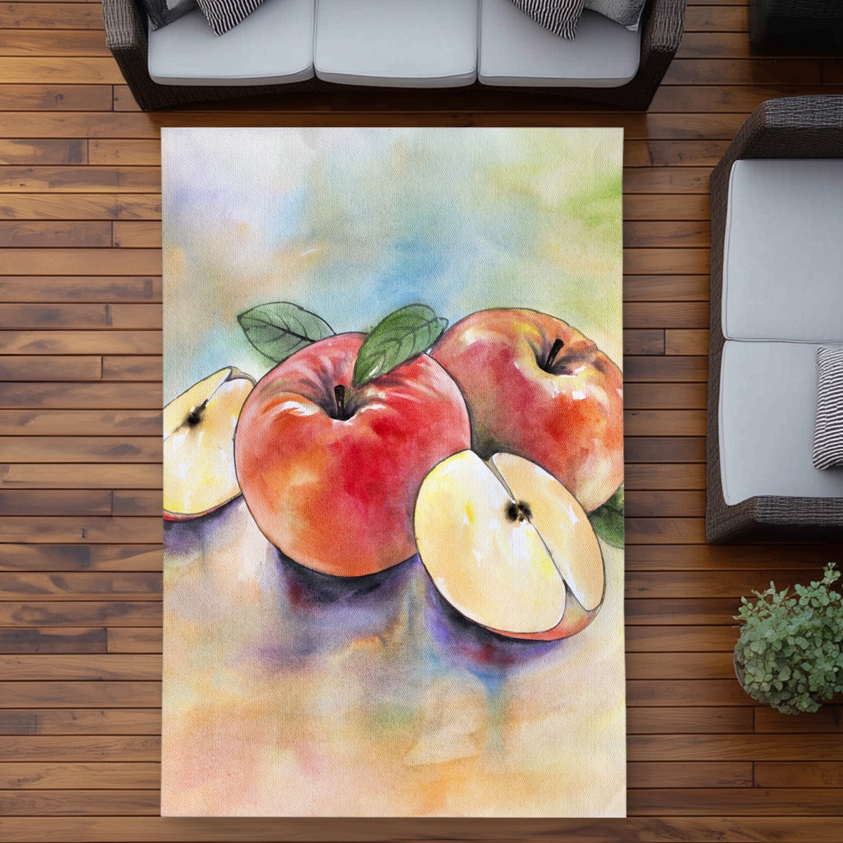 C1ROAR57QPM9IR 5 x 7 ft. Apple Harvest - Still Life Food Outdoor Area Rug for Home Decor - Rectangle