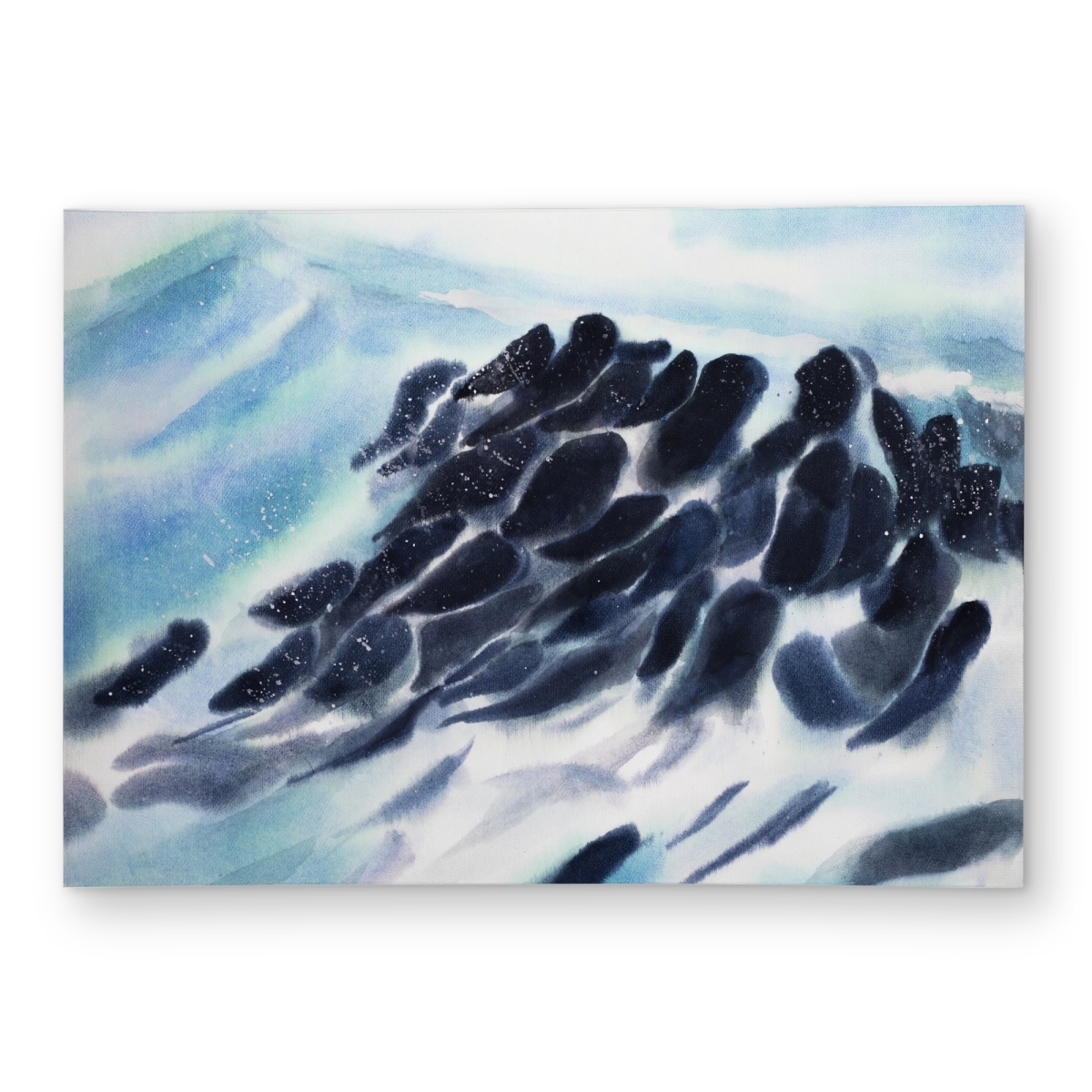 C1ROAR57M9UTA7 5 x 7 ft. Sea Waves with Paint Splash - White Coastal Outdoor Rug - Rectangle