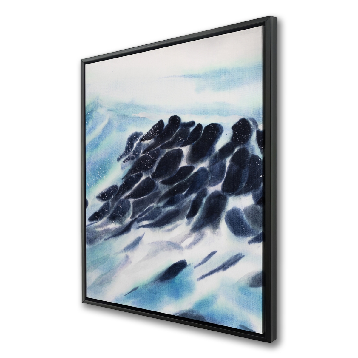 C1FC3648AX767B 36 x 48 in. Sea Waves with Paint Splash - Framed Canvas Home Decor