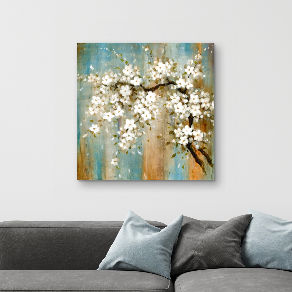 C1RC3232NKPRIA 32 x 32 in. Relaxing Cherry Blossoms - White Asian Canvas Home Decor
