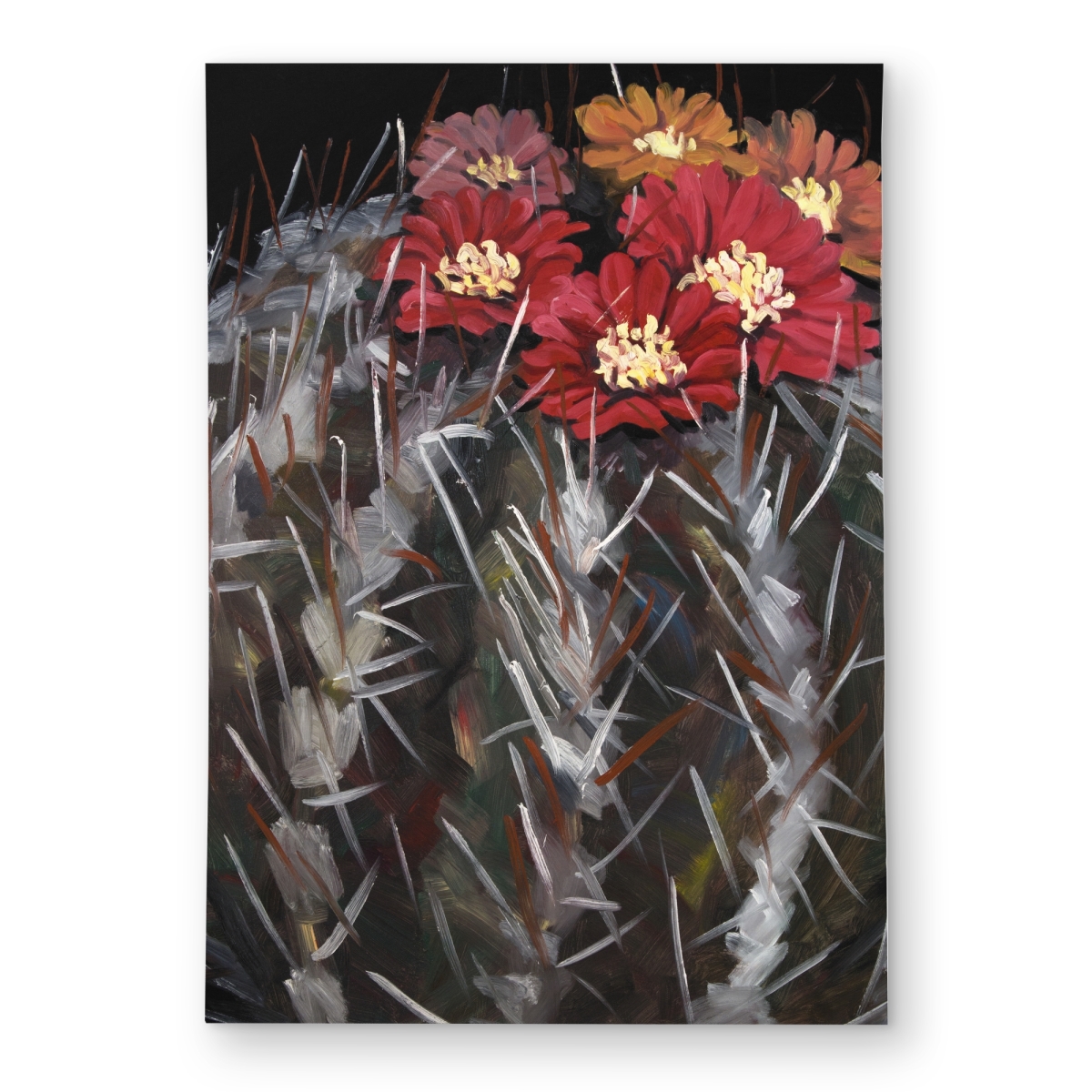 C1ROAR5700GRTJ 5 x 7 ft. Mammillaria Cactus in Bloom - Contemporary Red Outdoor Rug - Rectangle