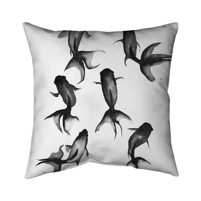 18 x 18 in. Black Fishes-Double Sided Print Indoor Pillow