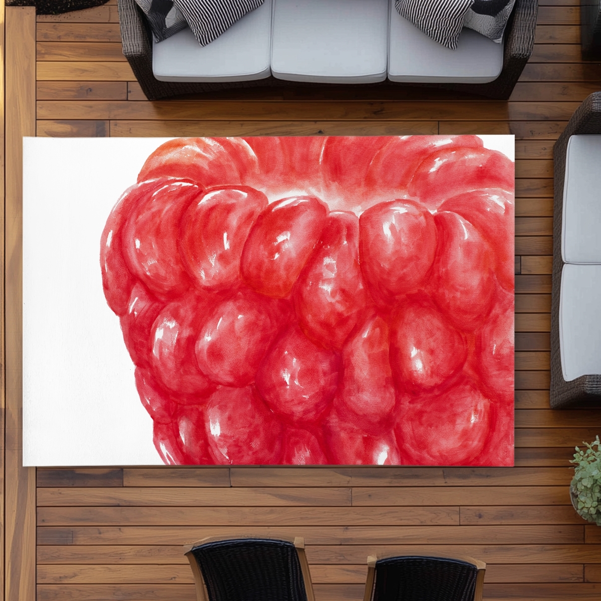 C1ROAR57CZMQRD 5 x 7 ft. Raspberry Outdoor Area Rug - Illustrative Food Home Decor - Rectangle