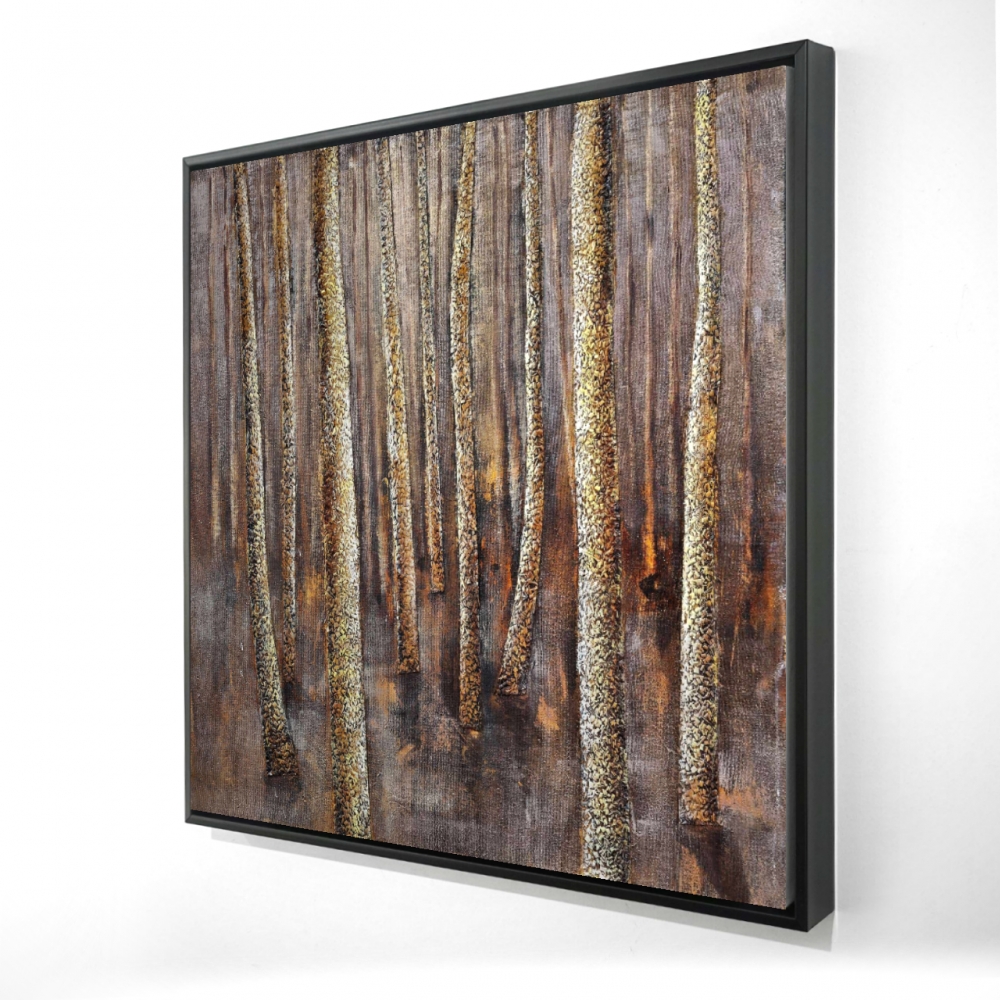 2081-3636-LA5 36 x 36 in. The Dark Forest - Contemporary Trees Framed Canvas Decor