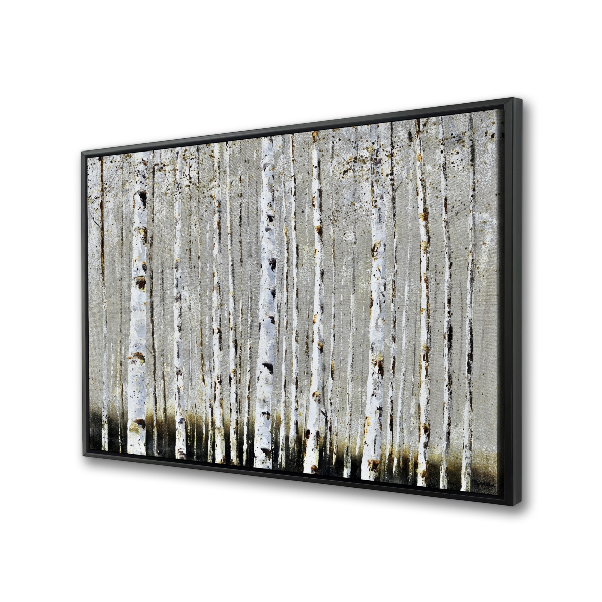 C1FC24366OOFC0 24 x 36 in. Winter Forest Landscape - Gray Contemporary Framed Canvas Decor