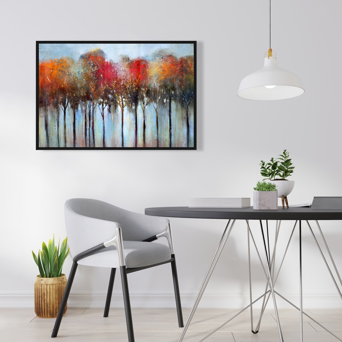 C1FC24362UMFWS 24 x 36 in. Abstract & Colorful Forest - Red Framed Canvas Decor