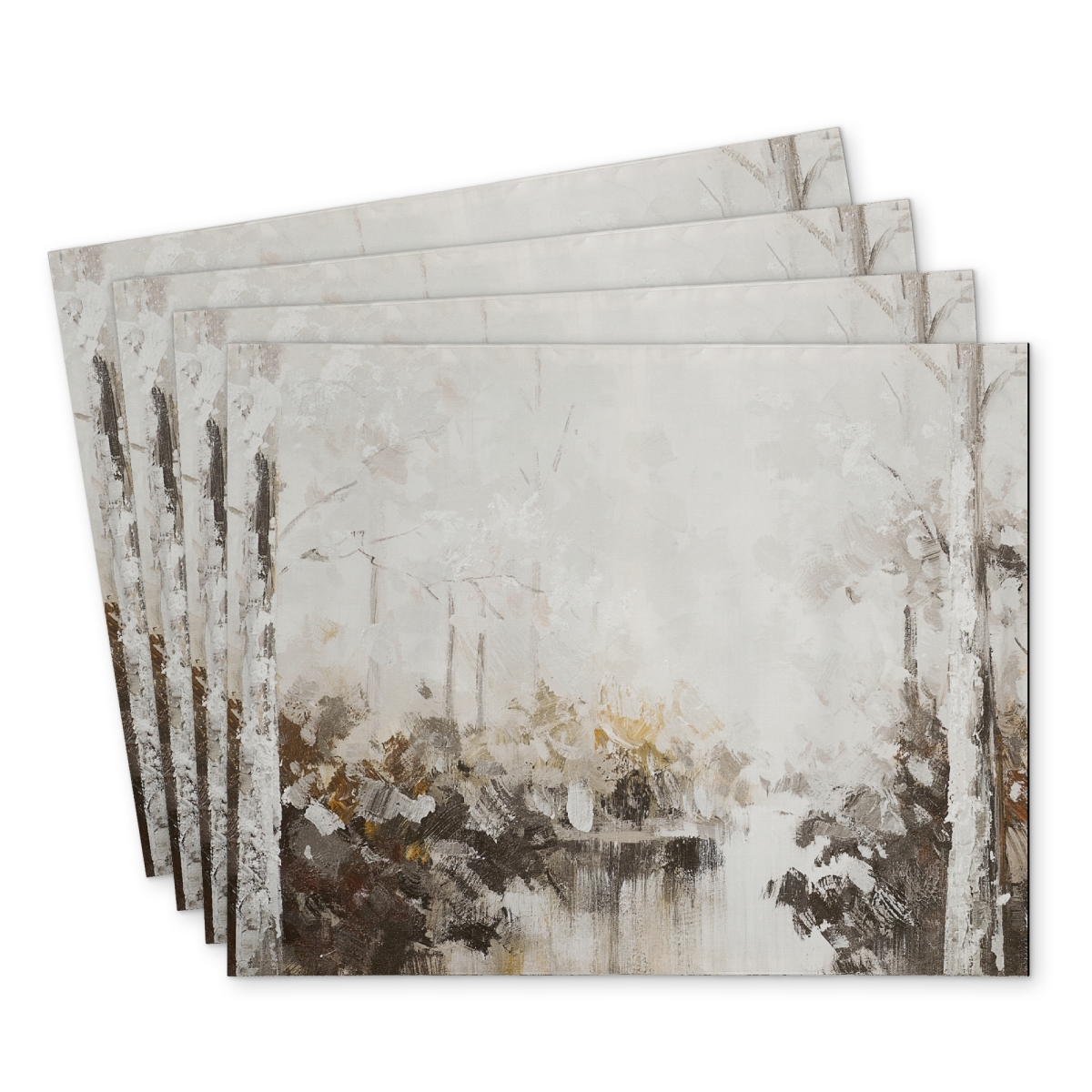 Picture of Begin Home Decor C4PP1418JJRSXL 14 x 18 in. Abstract White Forest Polyester Placemat - Home Decor Accessory - Set of 4