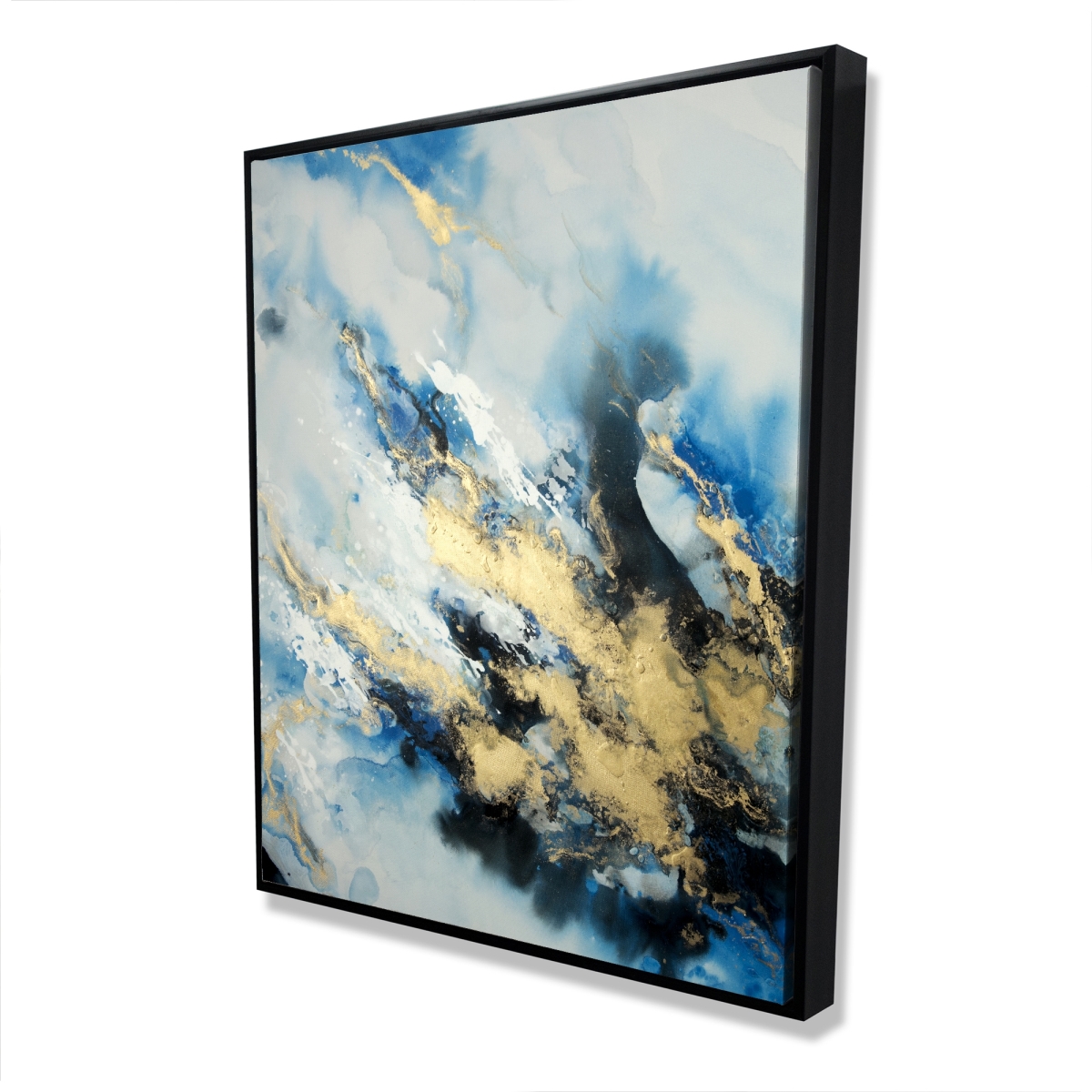 C1FC4860G65COP 48 x 60 in. Blue Marble - Abstract Minerals Framed Canvas for Home Decor