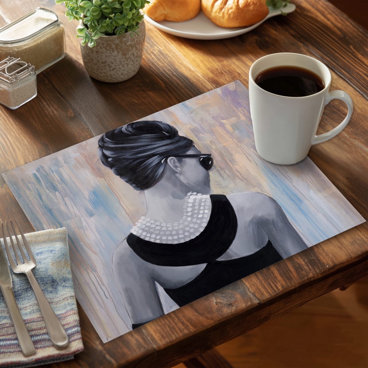 Picture of Begin Home Decor C4PP1418PPB1NS 14 x 18 in. Audrey Hepburn Polyester Placemat - Elegant Home Decor - Set of 4